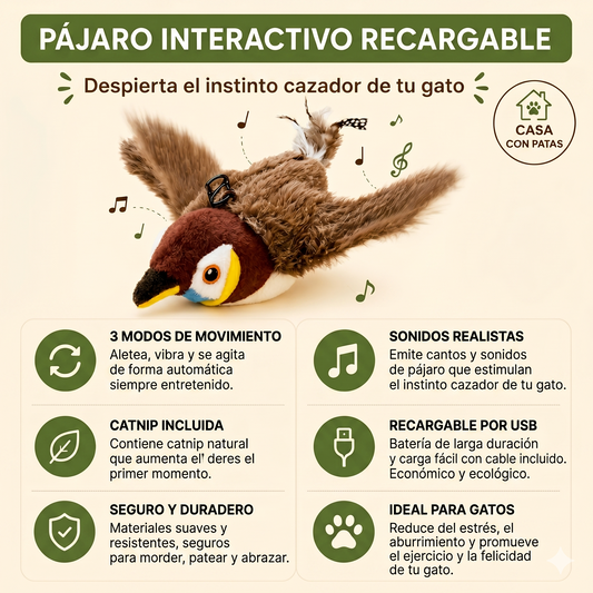 COMBO "PATITAS FELICES": Pajaro interactivo + Cepillo a vapor