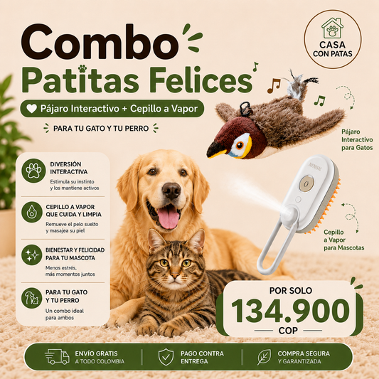 COMBO "PATITAS FELICES": Pajaro interactivo + Cepillo a vapor